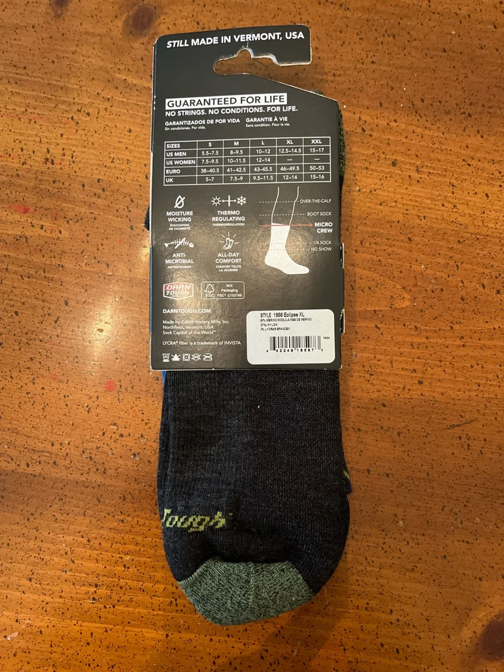 NEW Darn Tough HIKE/TREK Midweight Wool Micro Crew Sock XL